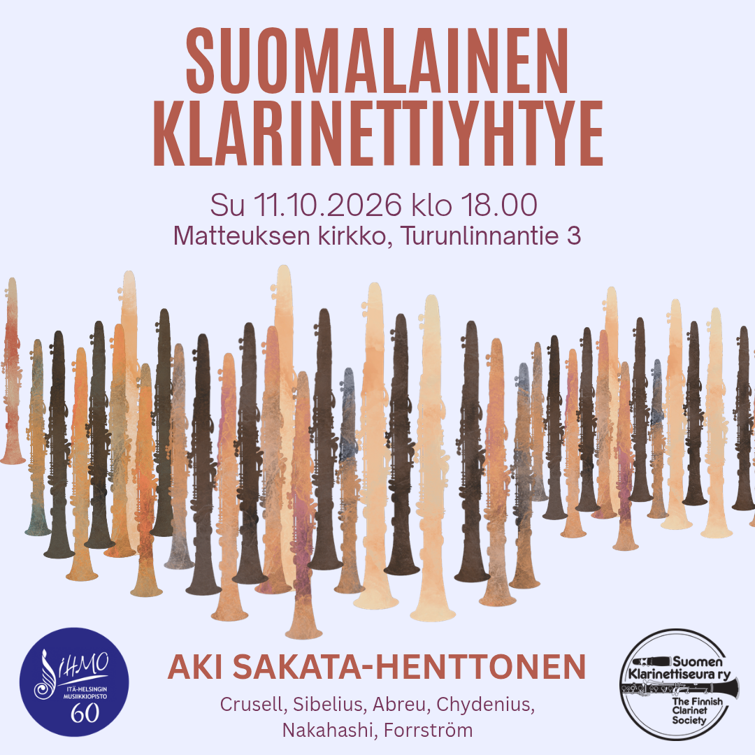 Flyer för Suomen Klarinettiseura ry:s konsert i Matteuskyrkan 11.10