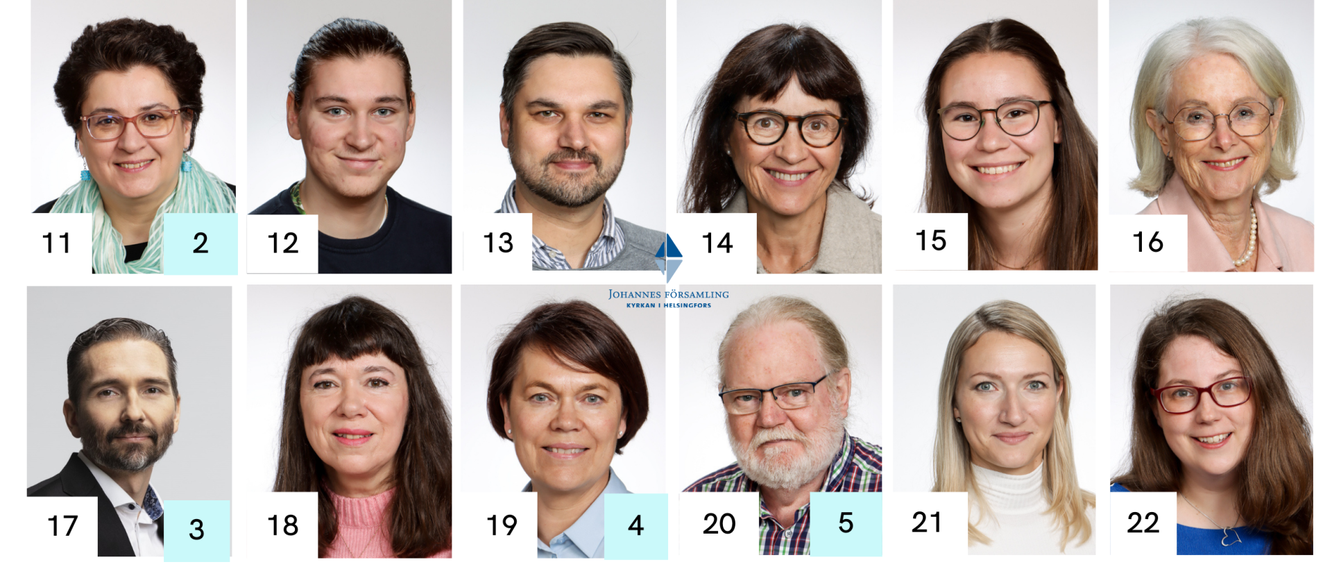 porträtt på hälften av församlingens kandidater i församlings- och kyrkostyrelsevalet