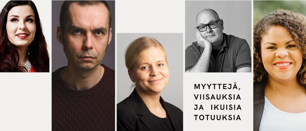 Kuvassa henkilökuvat Myyttejä, viisauksia ja ikuisia totuuksia -podcastin puhujavieraista