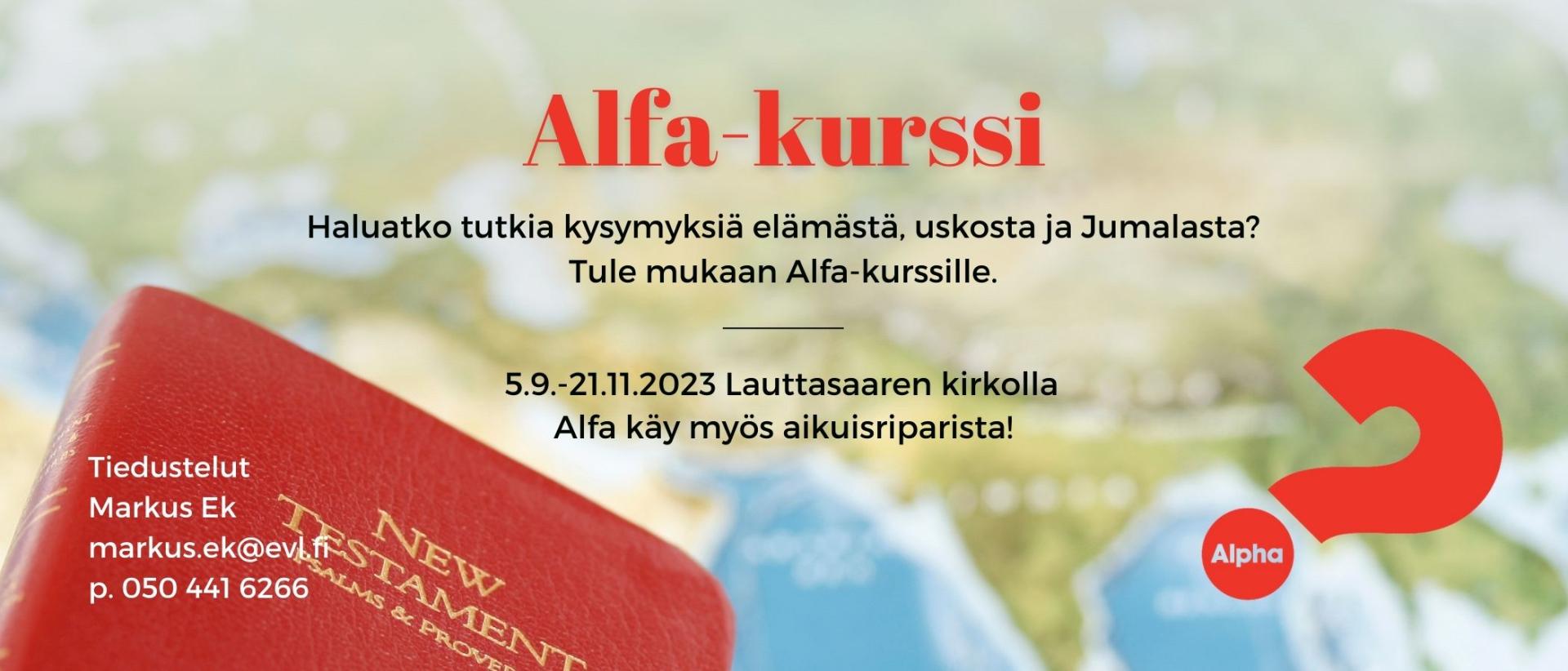 Alfa-kurssi starttaa Lauttasaaressa