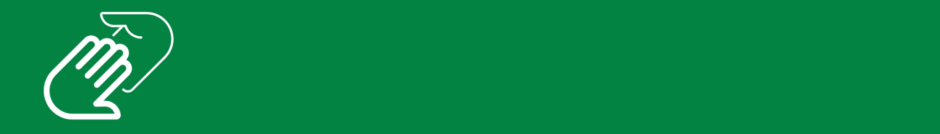 Diakonia nettisivun kansi vihre&auml;ll&auml; pohjalla valkoinen piktogrammi "auttavat k&auml;det"