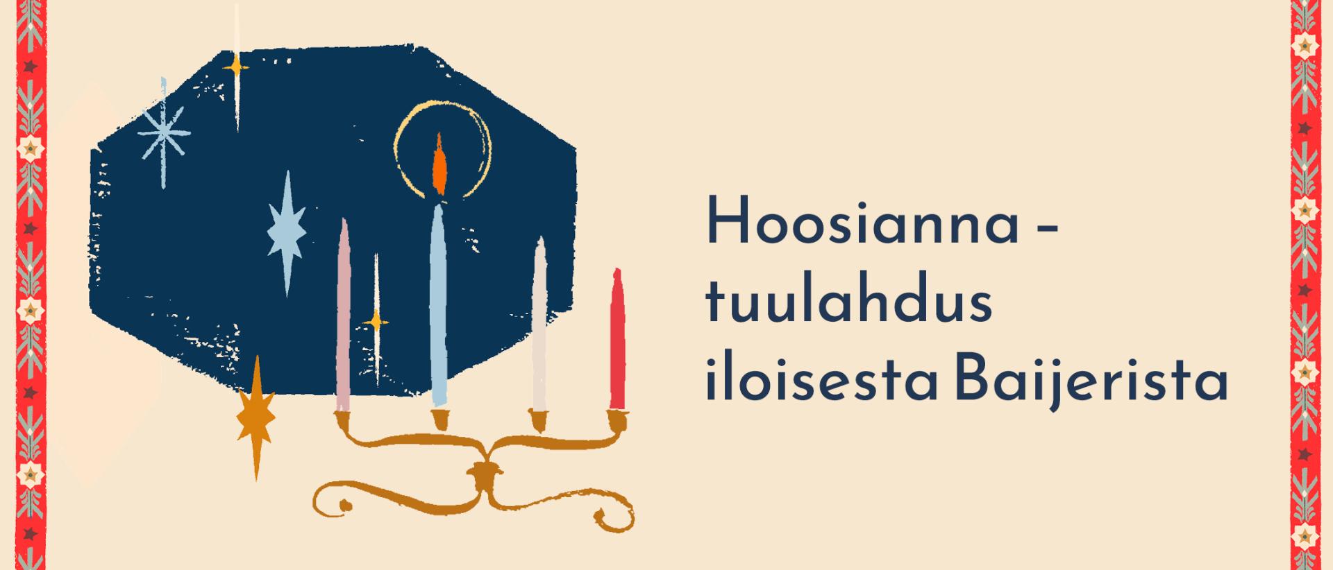 Piirretty kuva adventtikynttelikkö ja tähtiä