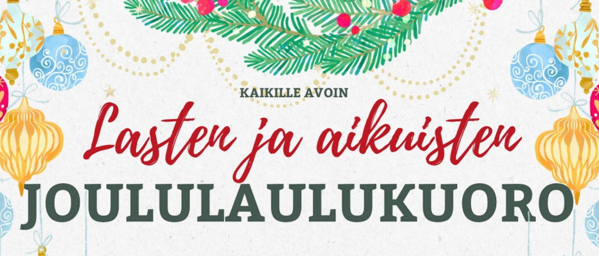 Kaikille avoin lasten ja aikuisten joululaulukuoro. Kuvassa joulukortisteita