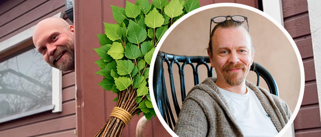 Saunan ovesta kurkkaa pastori Antit, l&auml;hikuvassa my&ouml;s illan asiantuntijavieras Ilari.