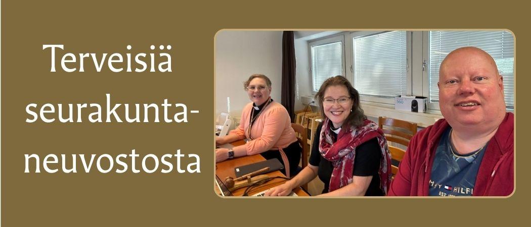 Lotta Petäjäniemi, Virpi Koskinen ja Petteri Auvinen kokouspöydän ääressä.