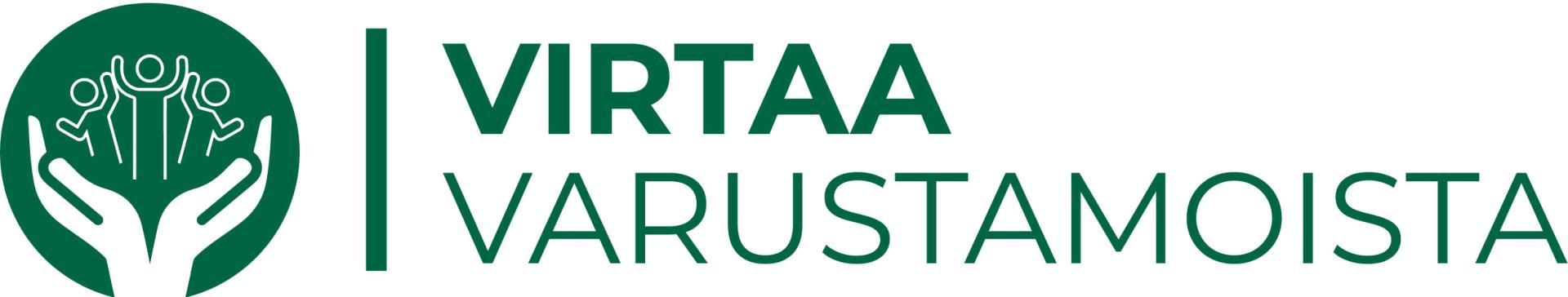 Virtaa varustamoista -logo, teksti tummanvihreä valkoisella pohjalla