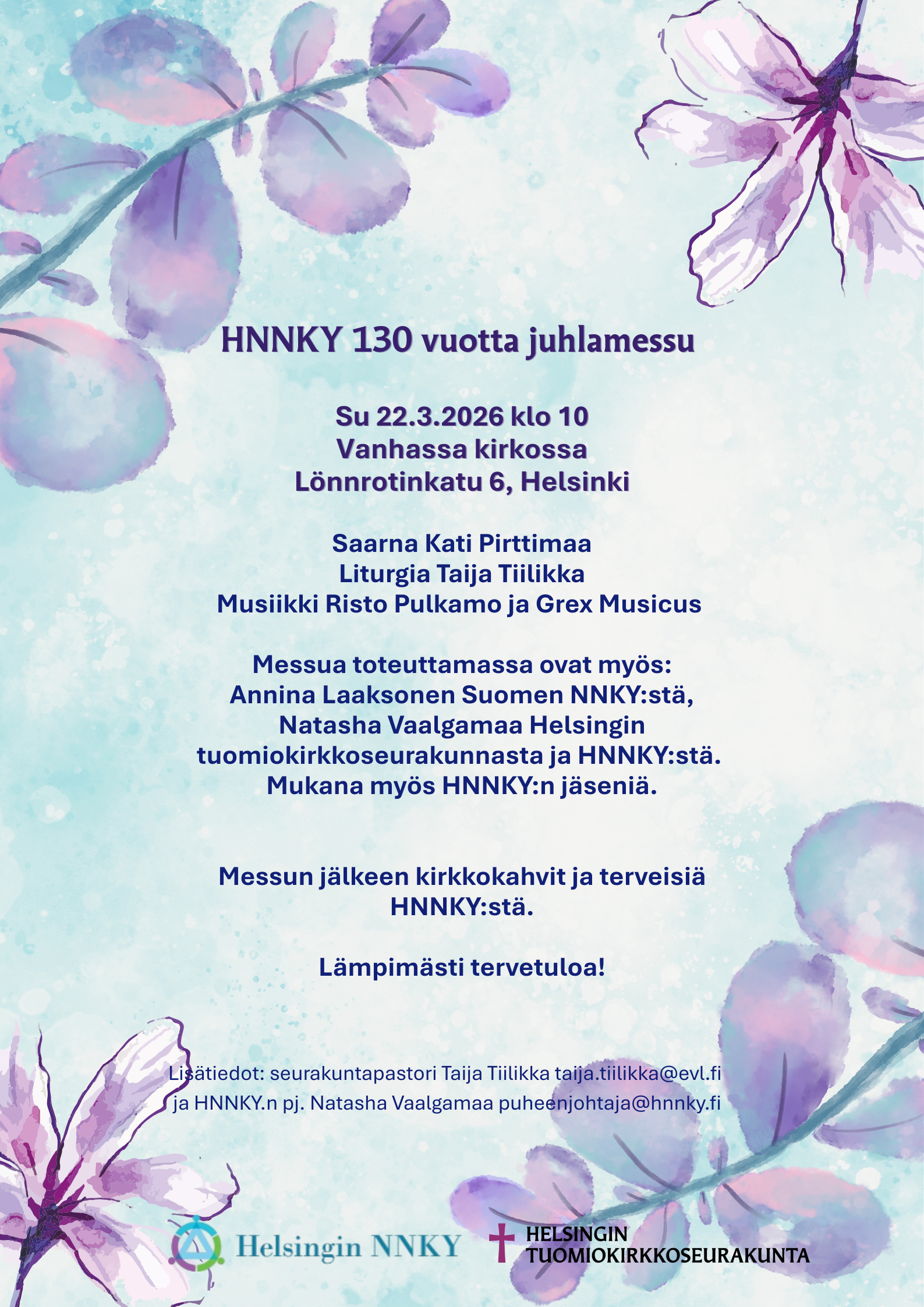 NNNKY 130 vuotta -juhlamessu 22.3. klo 10 Vanhassa kirkossa