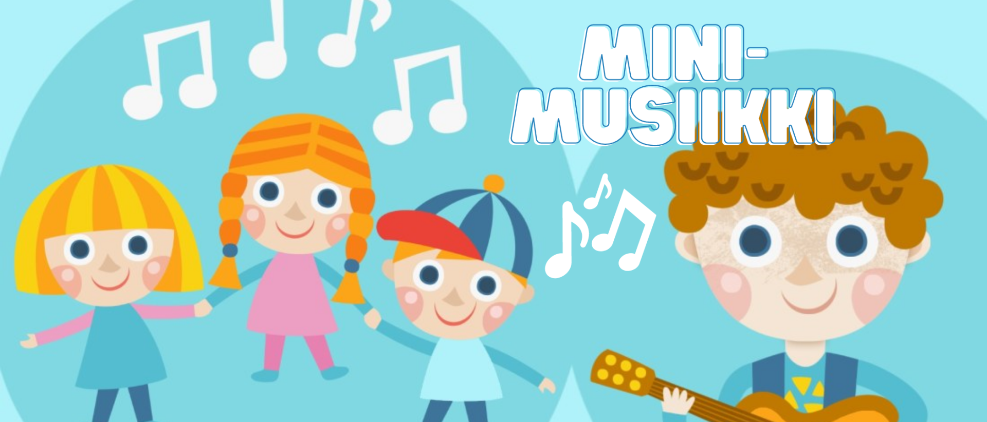 Minimusiikki ja soittavia lapsihahmoja