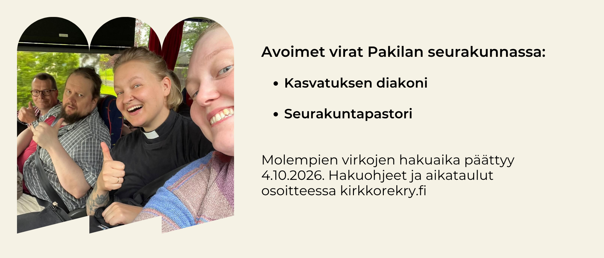 Pakilan seurakunnan avoimet virat 2026 syksy