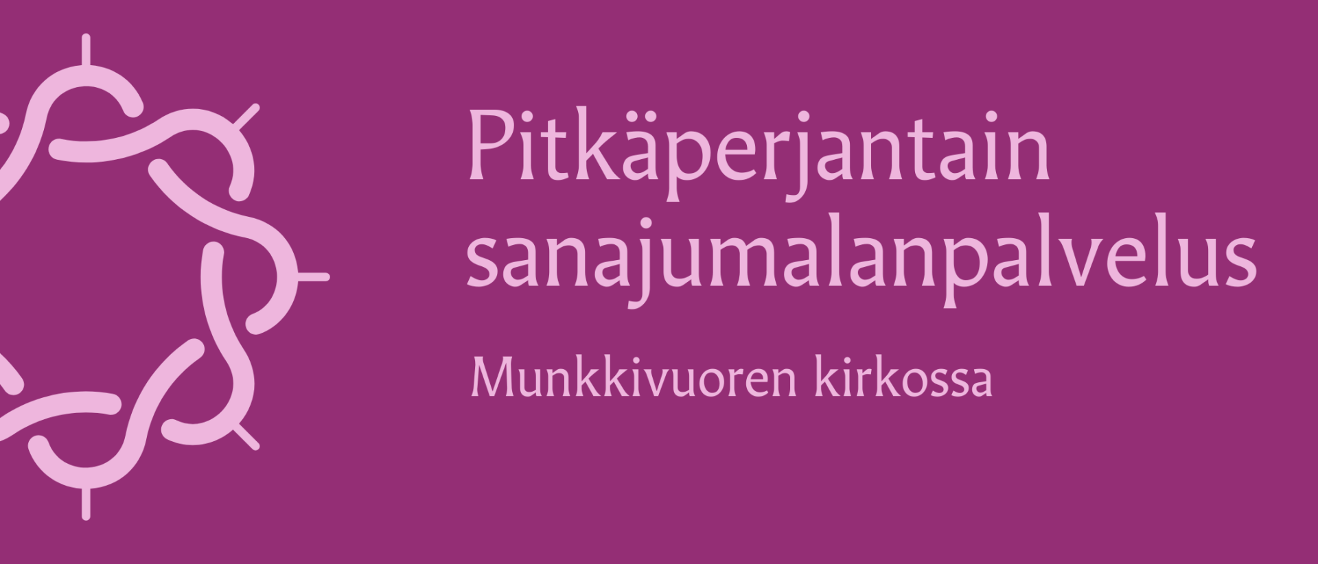Violetilla pohjalla grafiikkakuva orjantappurakruunusta ja teksti Pitk&auml;perjantain sanajumalanpalvelun