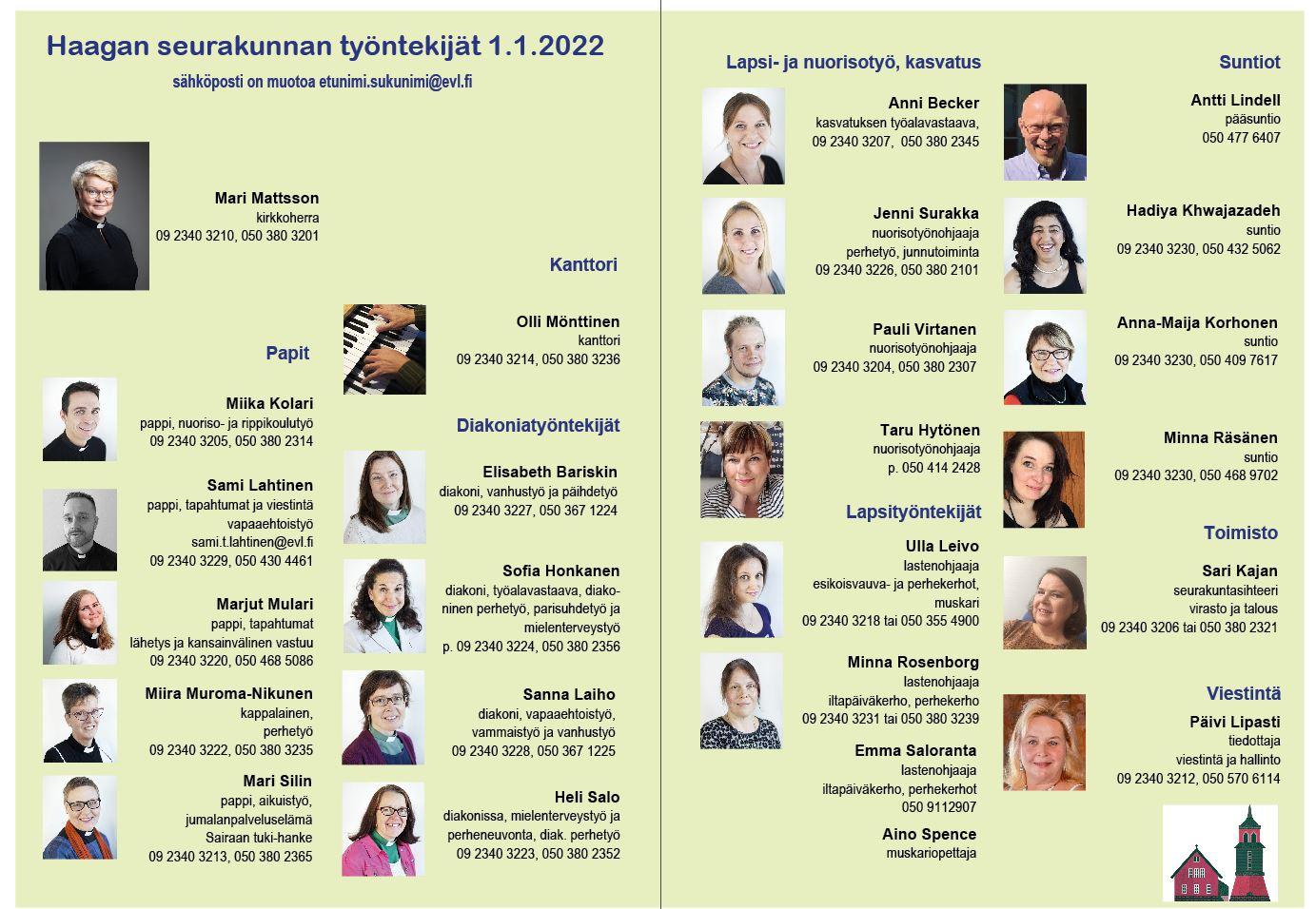 Työntekijät ja heidän yhteystietonsa