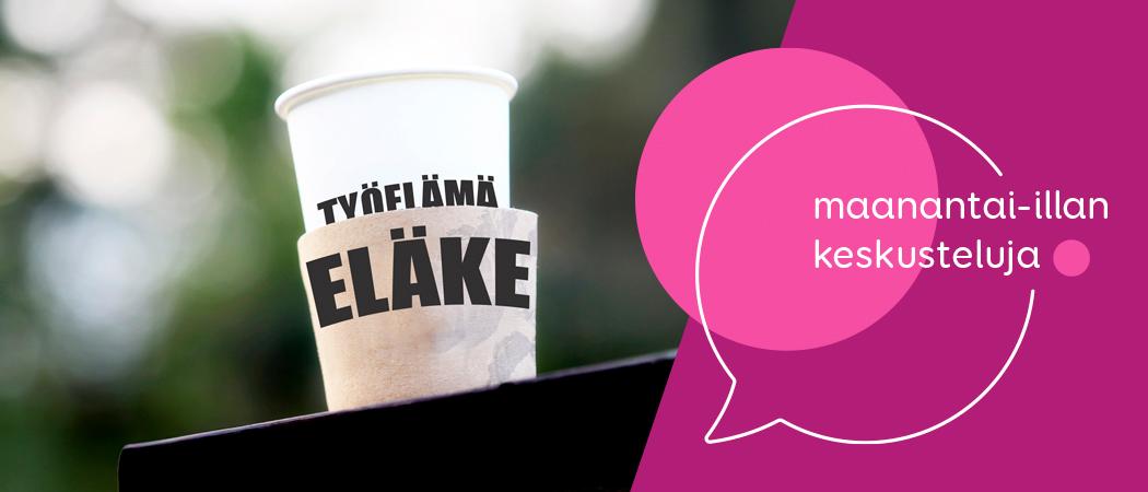 keskustelusarjan logo ja iltaa kuvaava kuva